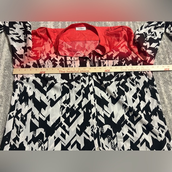 Calvin Klein Blouse Top Sz 2X Lightweight Shimmer Fabric Pop Of Color Career - Picture 4 of 6